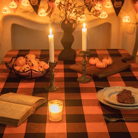Tovaglia a Quadri Buffalo di Halloween Arancione Nero Rettangolare Copertura del Tavolo Per Cucina Sala da Pranzo Festa Decorazione