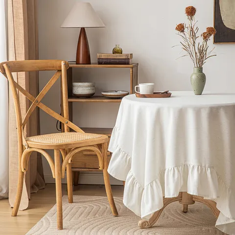 Simple Solid Color Polyester Linen Tablecloth Rectangular Dustproof Heat Resistant Table Cloth For Dining Room Coffee Table