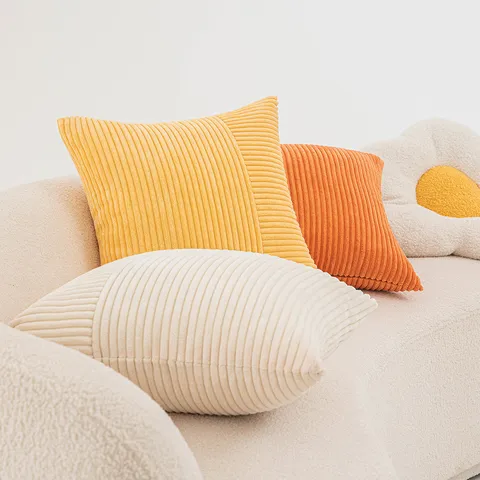 Moderner Minimalistischer Cord-Kissenbezug Patchwork Gewebt Gestreift Einfarbig Polyester Dekokissenbezug Für Sofa Wohnkultur