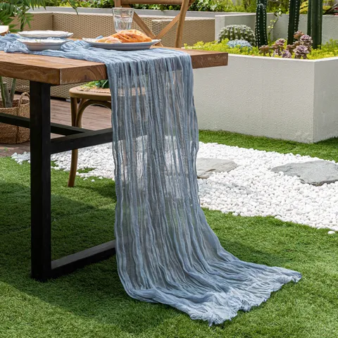 Runner da Tavolo in Garza Increspata Stile Ins Tessuto in Poliestere per Matrimonio Festa di Compleanno Decorazione Tavola
