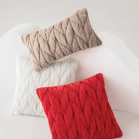 Imitatie Konijnenbont Kussenhoes 3D Kabelvlecht Decoratieve Kussensloop Zacht Pluche Geborduurde Sierkussenhoes Voor Sofa Bed