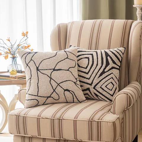 Luxury Geometric Tufted Embroidery Cushion Cover Mid-Century Modern Polyester Pillow Case For Sofa Living Room Decorative Throw Pillowcase
