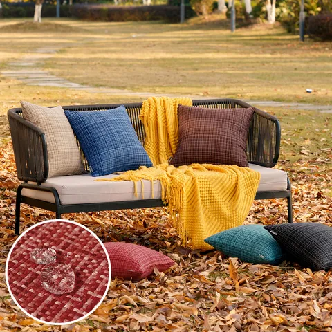 Outdoor Waterproof Woven Striped Pillow Cover Modern Minimalist Polyester Decorative Cushion Cover For Patio Garden Home Decor