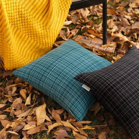 Outdoor Waterproof Woven Striped Pillow Cover Modern Minimalist Polyester Decorative Cushion Cover For Patio Garden Home Decor