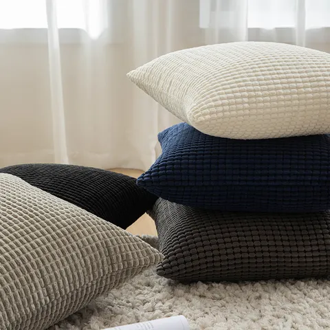 Nordisches Maiskorn Textur Bestickt Plüsch Kissenbezug Einfarbig Weich Dekorativ Kissenbezug Für Sofa Bett Ohne Einsatz