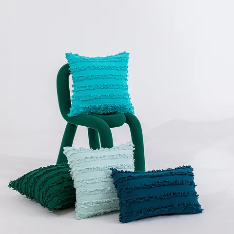 Bohemian Stil Baumwolle Leinen Fransen Dekorativer Kissenbezug Quadratisch Einfarbig Kissenhülle Mit Quasten Für Sofa Wohnzimmer Deko