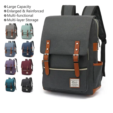 Vintage Large Capacity Canvas Laptop Backpack Retro Outdoor Travel Rucksack For Men Women Fashion Business Daypack