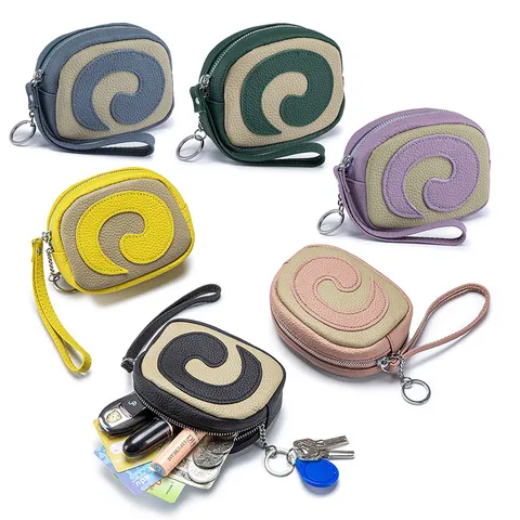 Kreative Schweizer Rollenform Echtes Leder Münzbörse Damen Kopfschicht Rindsleder Kleine Handgelenktasche Schlüssel Lippenstift Tasche
