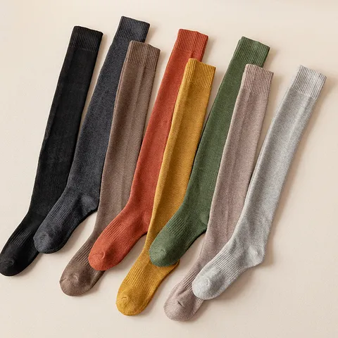 Damen Verdickte Frottee Overknee Socken Warm Einfarbig Winter Oberschenkelhohe Strümpfe