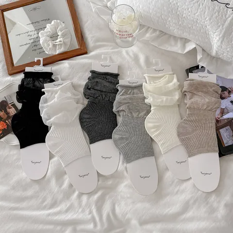 Women Ultra Thin Combed Cotton Leg Warmers Minimalist Solid Color Breathable Slouch Socks Slit Cutout Stirrup Foot Socks
