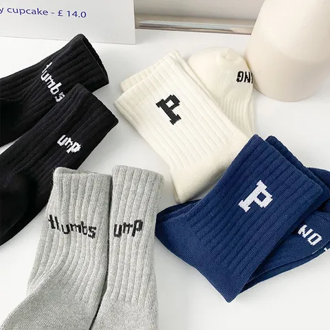 Damen Wadenhohe Socken Buchstaben P Muster Verdickte Plüsch Frottee Thermische Wintersocken Weiche Baumwolle Lässige Socken Für Den Alltag