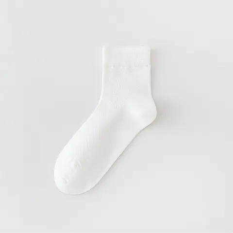 Women Minimalist Cotton Hollow Mesh Mid Calf Casual Socks Breathable Solid Color Hand Linked Seamless Toe Sweat Absorbing Socks
