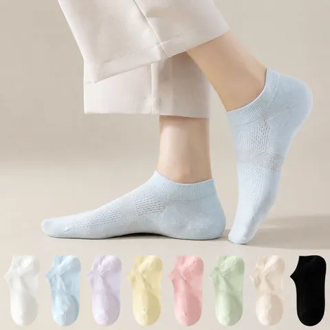 Damen Unsichtbare Bootssocken Baumwolle Mesh Atmungsaktiv Antirutsch Low Cut Lässig Socken Sommer Tägliche Kleidung Schuhwerk Zubehör