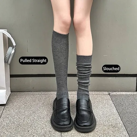 Damen Japanischer JK Stil Kniestrümpfe Einfarbig Dünne Kaschmir Textur Warme Baumwollsocken Für Herbst Winter Alltag
