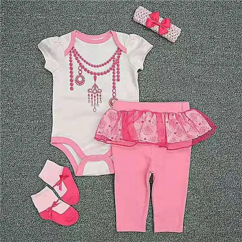 Reborn Baby Doll Clothes Outfit Accessories Set For 22 Inch 55cm Newborn Silicone Dolls Pink Zebra Romper Mesh Skirt Headband Socks Costume