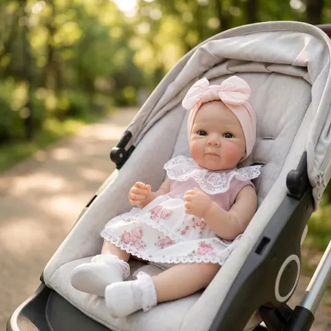 Realistic Reborn Baby Doll Hand-painted Vinyl Lifelike Bettie Doll With Lace Floral Dress Headband Soft Skin Newborn Style Doll Gift