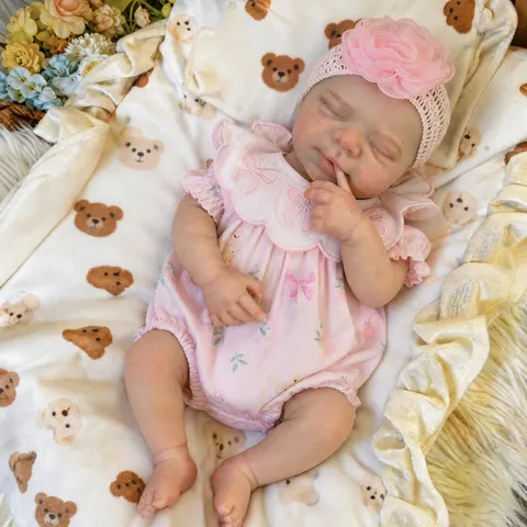Solid Soft Platinum Silicone Reborn Doll Realistic Baby Toy With Pink Floral Lace Collar Outfit For Kids Gift Lifelike Doll