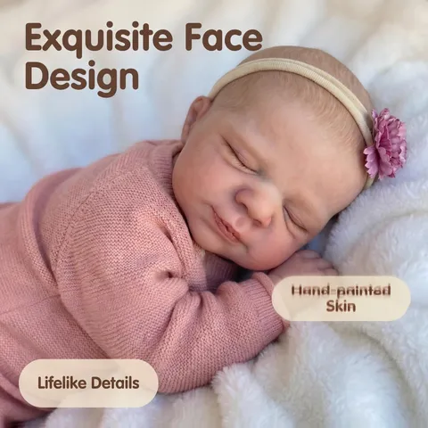 Lebensechte Reborn Baby Puppe Pascale Schlafende Neugeborene Vinyl Körper Rosa Pullover Set Handbemalt Geschenk