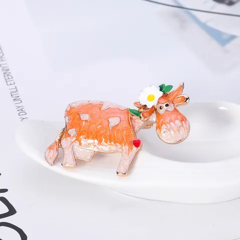 Lindo Broche de Vaca de Dibujos Animados Pin de Aleación de Esmalte Animal Pin de Solapa Insignia Creativa Para Ropa Joyería Regalo