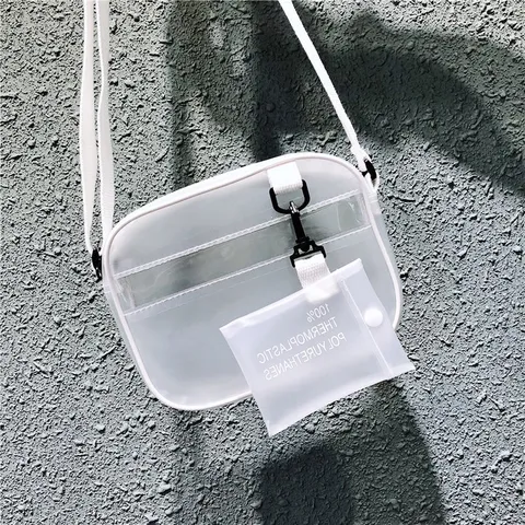 Γυναικεία Διαφανής Τσάντα Χιαστί PVC TPU Καλοκαιρινή Μικρή Τσάντα Ώμου Κορεατικό Στυλ Αδιάβροχη Τετράγωνη Τσάντα Ταχυδρόμου