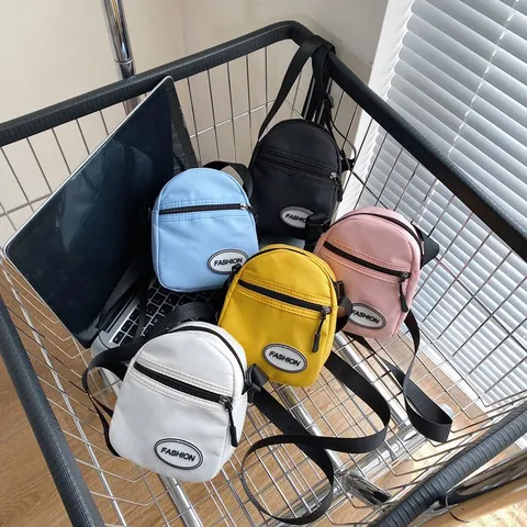 Bolso Bandolera Pequeño De Nailon Para Mujer Estilo Japonés Bolso De Hombro Ligero Para Teléfono Color Sólido Bolso Mensajero