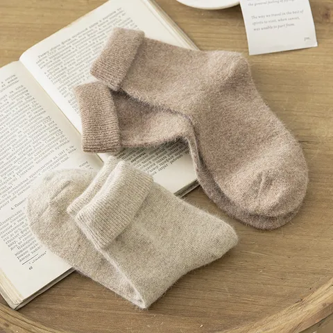 Winter Verdikte Kasjmier Sokken Dames Middelhoge Sokken Effen Kleur Thermische Sokken