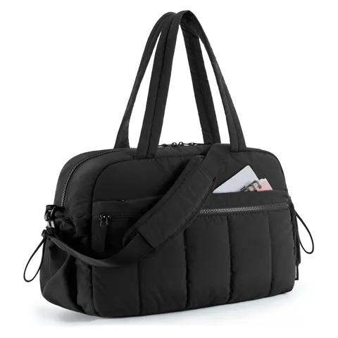 Large Capacity Quilted Travel Bag For Women Waterproof Fitness Duffel Bag With Shoe Compartment And Dry Wet Separation