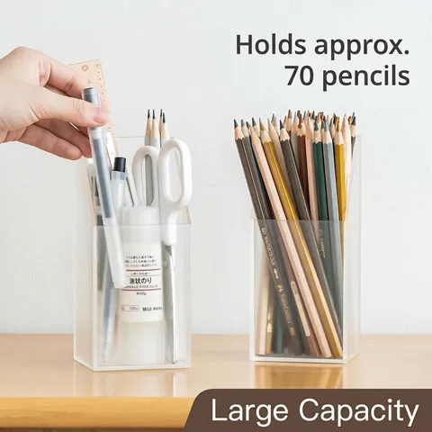 Minimalistischer Schräger Stifthalter Desktop Marker Organizer Große Kapazität Transparenter Kunststoff Schreibwaren Aufbewahrungsbox Für Büro Schule Haus