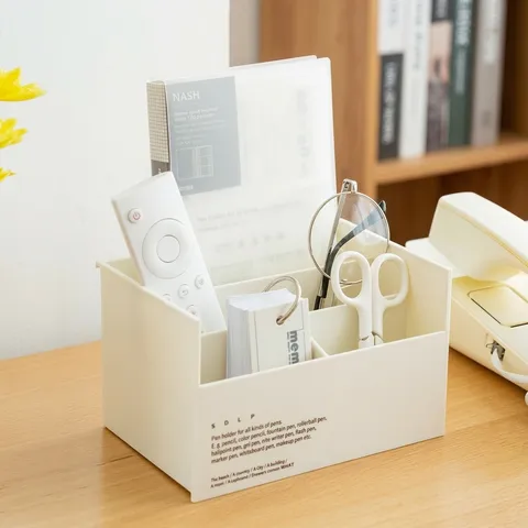 Desktop Compartmentalized Storage Box Large Capacity Plastic Organizer For Cosmetics Stationery And Remote Control Home Office Organization