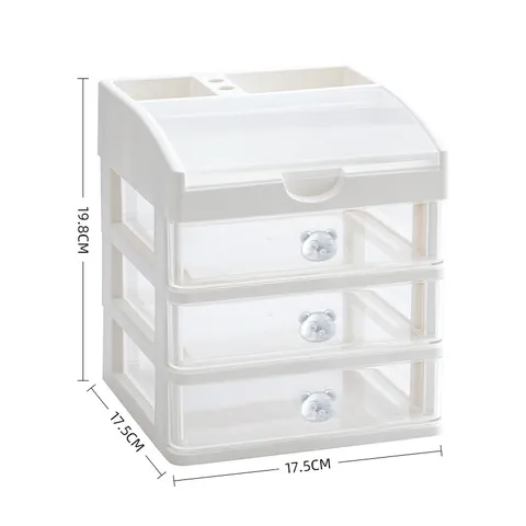 Süßer Cartoon Bärengriff Schreibtisch Aufbewahrungsbox Klarer Kunststoff Schublade Schreibwaren Organizer Transparent Mehrschichtiger Stifthalter Für Büro Schule