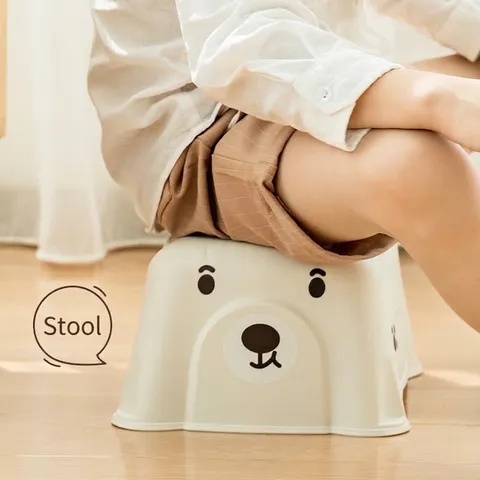 Taburete de Plástico Antideslizante con Forma de Oso de Dibujos Animados para Niños Banco Pequeño Engrosado para Hogar Baño Apilable
