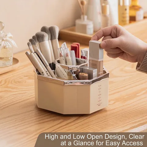 Rotatable Makeup Brush Holder Cosmetic Storage Box Large Capacity Lipstick Jewelry Organizer For Dressing Table Dressing Case