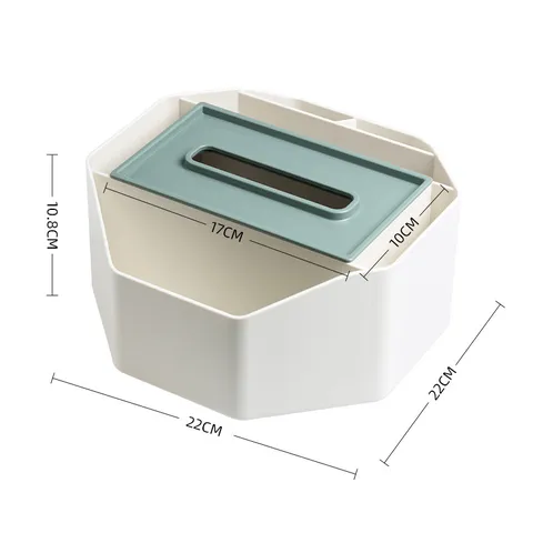Boîte à Mouchoirs Rotative Minimaliste Moderne Organisateur de Stockage de Télécommande de Bureau Multifonctionnel Distributeur de Compartiment en Plastique Pour la Maison Salon Table Basse
