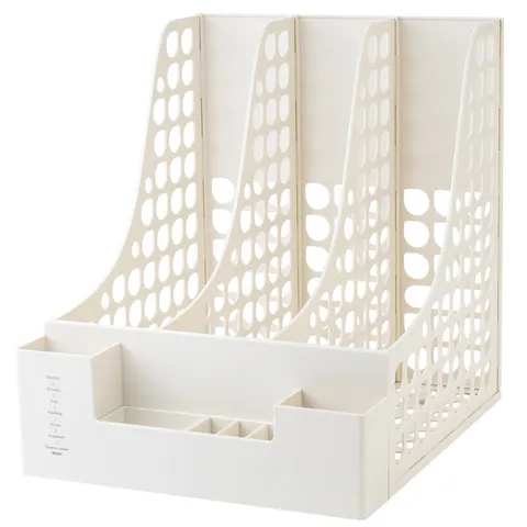 Minimalist Plastic Desktop Magazine Storage Rack File Organizer Holder With Compartments For Books Office School Home Study Table Document Tray