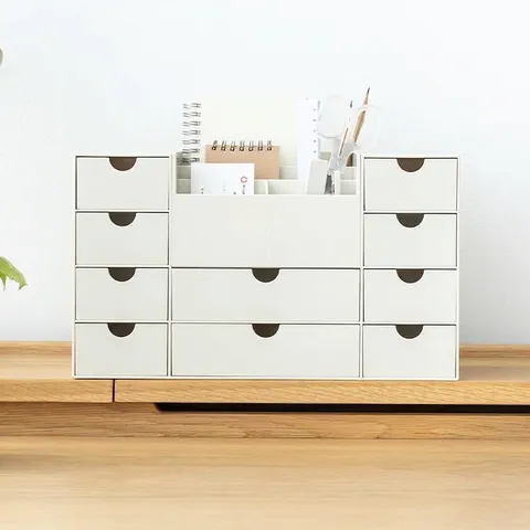 Boîte de Rangement de Bureau Multifonctionnelle Avec Tiroirs Et Compartiments Organisateur en Plastique Pour Maquillage Papeterie Bureau