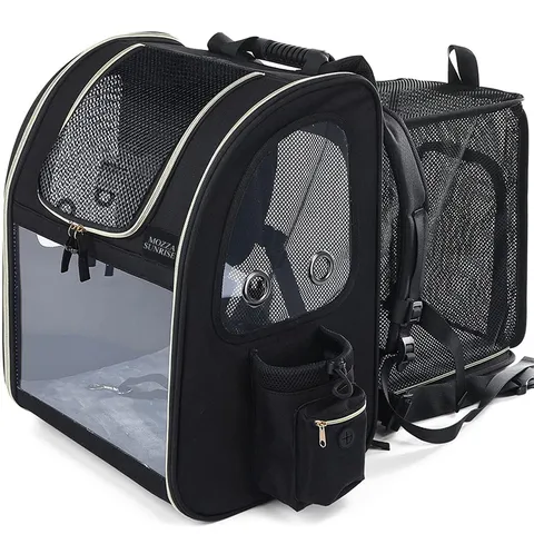 Expandable Pet Carrier Backpack Nylon Breathable Mesh Cat Dog Travel Bag With Transparent Window Foldable Outdoor Carrier