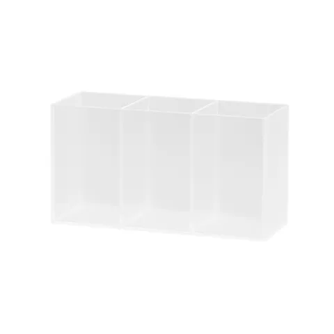 Minimalistisch Kunststoff Schreibtisch Organizer Drei Fächer Transparent Stifthalter Schreibwaren Aufbewahrungsbox Büro