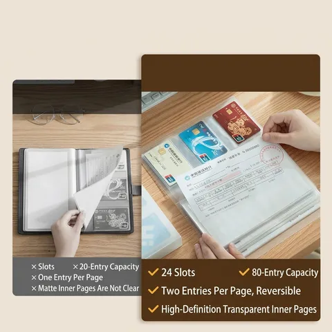 Modern Minimalist Plastic Receipt Holder Multipurpose Clear Pages Organizer Book For Bank Deposit Receipts Cards Document Storage
