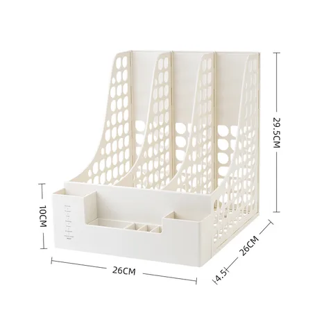 Minimalist Plastic Desktop Magazine Storage Rack File Organizer Holder With Compartments For Books Office School Home Study Table Document Tray