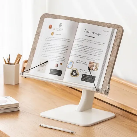 Adjustable Wooden Reading Stand Ergonomic Book Holder For Desk Portable Bookrest Tablet Stand With Clips For Students Home Office