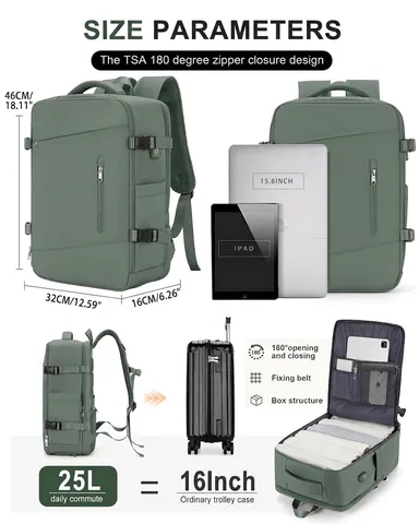 Large Capacity Travel Backpack For Women Expandable Laptop Bag With USB Port Shoe Compartment Waterproof Multifunctional Daypack For Business Trip
