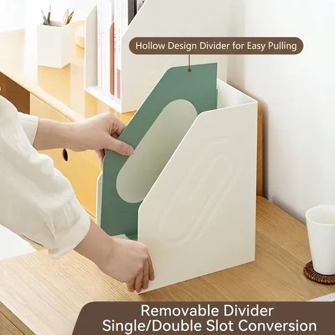 Modern Plastic Desk Organizer Bookends Detachable Desktop Book Organizer Document Storage Display Rack Holder For Office School Home Study
