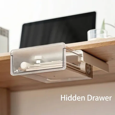 Unter Dem Schreibtisch Schublade Aufbewahrungsbox Versteckt Selbstklebend Schreibtisch Organizer Für Büro Schreibwaren Kunststoff Schublade