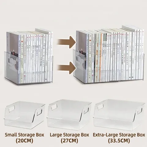 Adjustable Retractable Transparent Plastic Bookend 13 Level Desktop Organizer With Handle For Books Office Study School