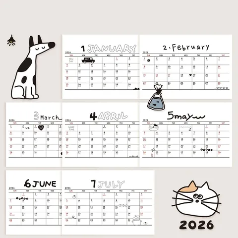 Calendrier de Bureau Doodle 2026 Minimaliste en Plastique PS Ornement de Table Cadre Photo Planificateur Étudiant Déco Bureau