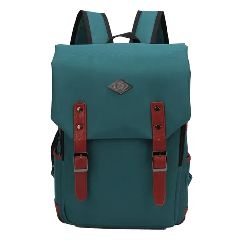 Casual British Style Oxford Cloth Backpack For Students Laptop Travel Bag With Double Straps And Synthetic Leather Decor