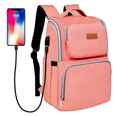 Mochila Bolso Cambiador para Mamá Multifuncional Impermeable en Oxford Gran Capacidad Con Puerto de Carga USB Ganchos para Cochecito