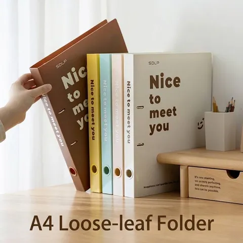 A4 Loose-Leaf Binder Folder Thickened PP Material Document Organizer With Metal Rings Writing Clipboard Morandi Color Filing Products For Students Office School Supplies
