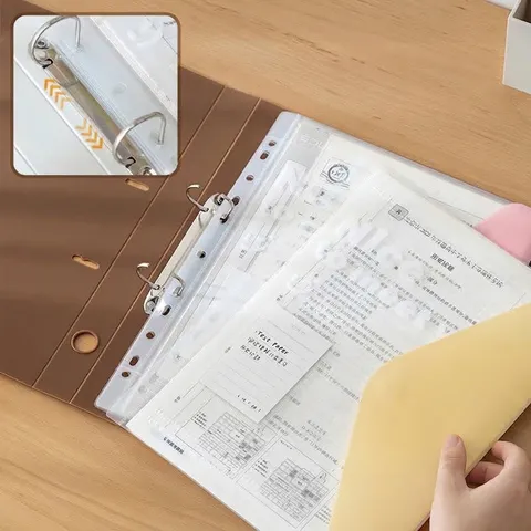 A4 Loose-Leaf Binder Folder Thickened PP Material Document Organizer With Metal Rings Writing Clipboard Morandi Color Filing Products For Students Office School Supplies