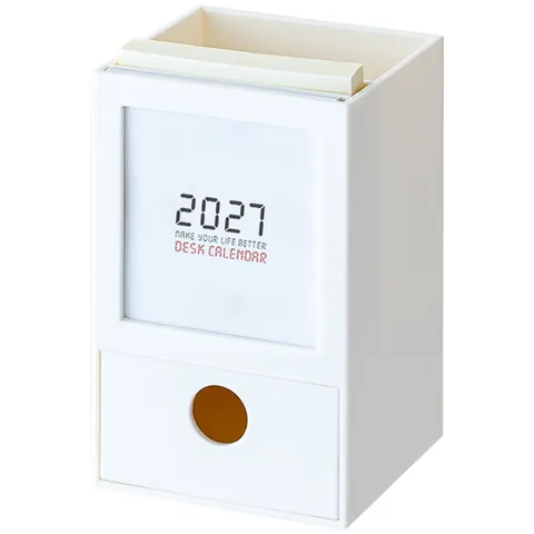 Boîte de Rangement en Plastique Porte-Stylo Calendrier de Bureau Multifonctionnel Organisateur de Bureau